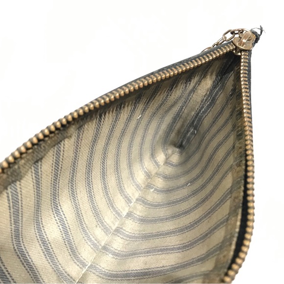 Vintage 80s COACH 7170 Black Leather Stripe Lining Skinny Case Wallet Zip Pouch - Picture 15 of 16